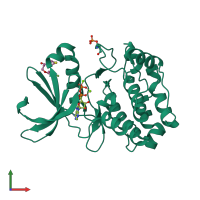 PDB entry 5orw coloured by chain, front view.