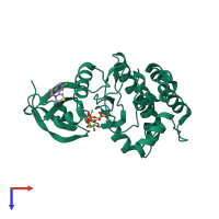 PDB entry 5orw coloured by chain, top view.