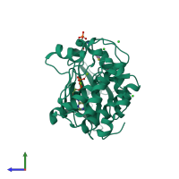 PDB entry 5orz coloured by chain, side view.