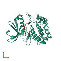 PDB entry 5os1 coloured by chain, front view.