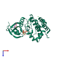 PDB entry 5os1 coloured by chain, top view.