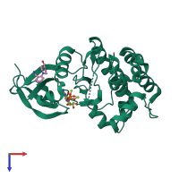 PDB entry 5os2 coloured by chain, top view.