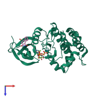 PDB entry 5os4 coloured by chain, top view.