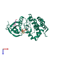 PDB entry 5os6 coloured by chain, top view.
