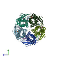 PDB entry 5osa coloured by chain, side view.