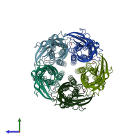 PDB entry 5osb coloured by chain, side view.