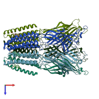 PDB entry 5osb coloured by chain, top view.