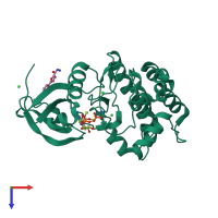 PDB entry 5osd coloured by chain, top view.