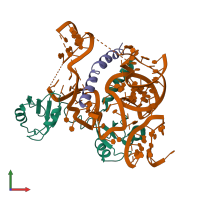 PDB entry 5osg coloured by chain, front view.