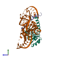 PDB entry 5osg coloured by chain, side view.