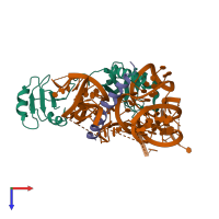 PDB entry 5osg coloured by chain, top view.