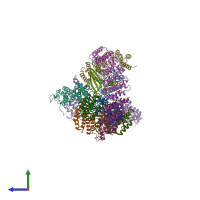 PDB entry 5osh coloured by chain, side view.