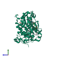 PDB entry 5osp coloured by chain, side view.