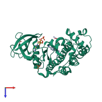 PDB entry 5osp coloured by chain, top view.