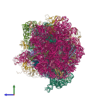PDB entry 5ot7 coloured by chain, side view.