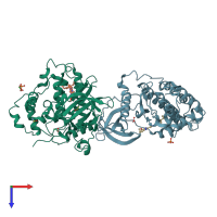 PDB entry 5oth coloured by chain, top view.