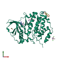 PDB entry 5otr coloured by chain, front view.