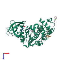 PDB entry 5otr coloured by chain, top view.