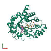 PDB entry 5ou0 coloured by chain, front view.