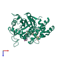 PDB entry 5ou0 coloured by chain, top view.