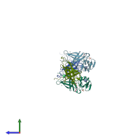 PDB entry 5ou7 coloured by chain, side view.