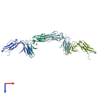 PDB entry 5ou7 coloured by chain, top view.