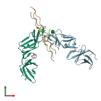 PDB entry 5ou9 coloured by chain, front view.