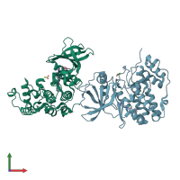 PDB entry 5oue coloured by chain, front view.