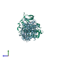 PDB entry 5oue coloured by chain, side view.