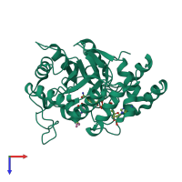 PDB entry 5ouj coloured by chain, top view.