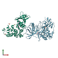 PDB entry 5ouu coloured by chain, front view.