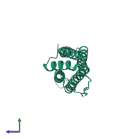 PDB entry 5ouw coloured by chain, side view.