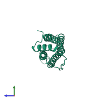 PDB entry 5ouz coloured by chain, side view.