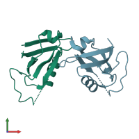 PDB entry 5ova coloured by chain, front view.