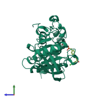 PDB entry 5ovr coloured by chain, side view.