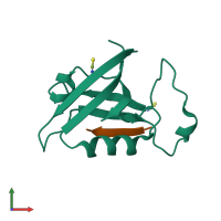 PDB entry 5ovv coloured by chain, front view.