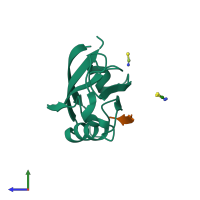 PDB entry 5ovv coloured by chain, side view.