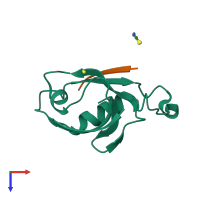 PDB entry 5ovv coloured by chain, top view.