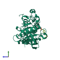 PDB entry 5ovx coloured by chain, side view.