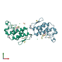 PDB entry 5ow8 coloured by chain, front view.
