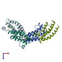 PDB entry 5owa coloured by chain, top view.
