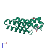 PDB entry 5owb coloured by chain, top view.