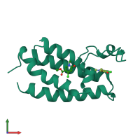 PDB entry 5owk coloured by chain, front view.