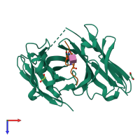 PDB entry 5owp coloured by chain, top view.