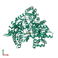 PDB entry 5ox1 coloured by chain, front view.