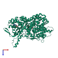 PDB entry 5ox4 coloured by chain, top view.