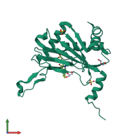 PDB entry 5ox6 coloured by chain, front view.