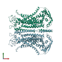 PDB entry 5oyb coloured by chain, front view.