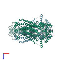 PDB entry 5oyb coloured by chain, top view.