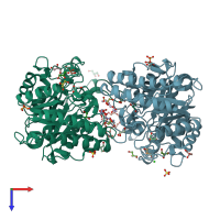 PDB entry 5oyc coloured by chain, top view.